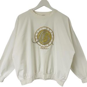 CRAZY SHIRTS Hawaii Sandy Beach Club Y2K Vtg Oversized Crew Embroidery Large